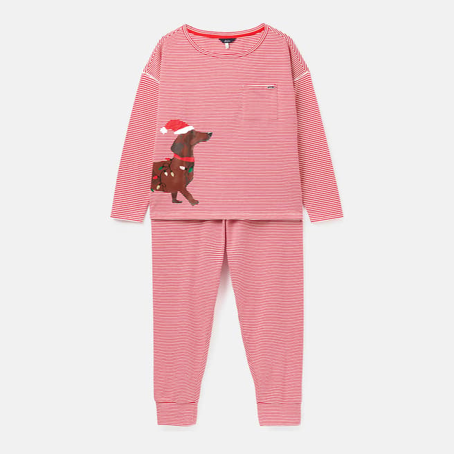 Joules Red Striped Christmas Pyjama Set