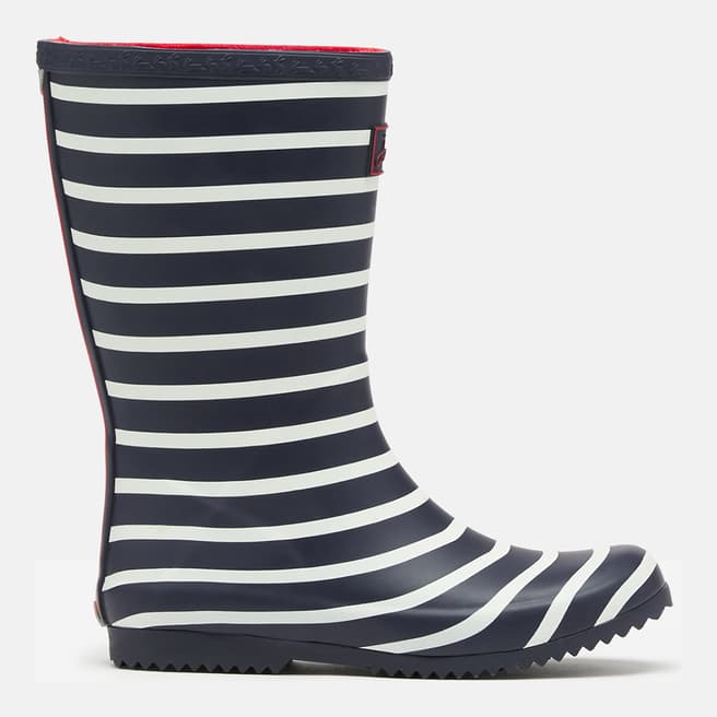 Joules Navy Stripe Roll Up Wellies