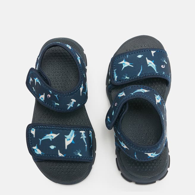 Joules Navy Shark Print Velcro Sandals