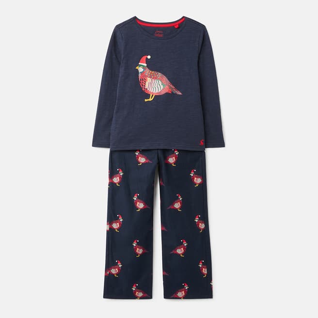 Joules Navy Pheasant Print Pyjama Set