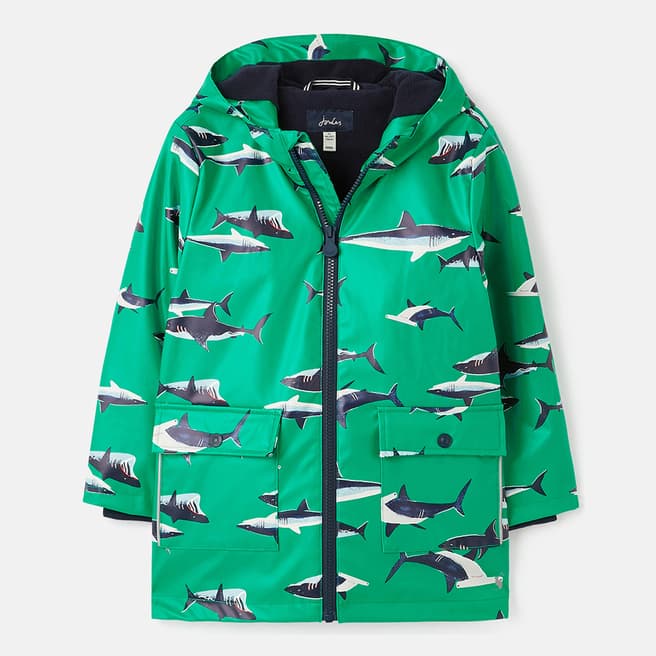 Joules Green Shark Print Raincoat