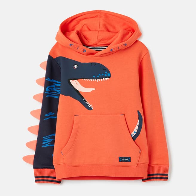 Joules Orange Boar Print Hooded Sweatshirt