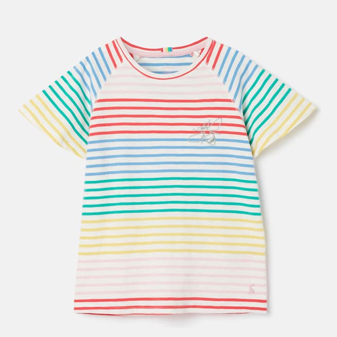 Joules Rainbow Striped Chest Embroidery T-Shirt