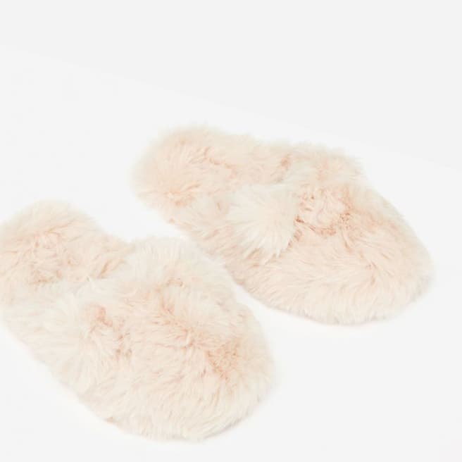 Joules Nude Fluffy Slippers
