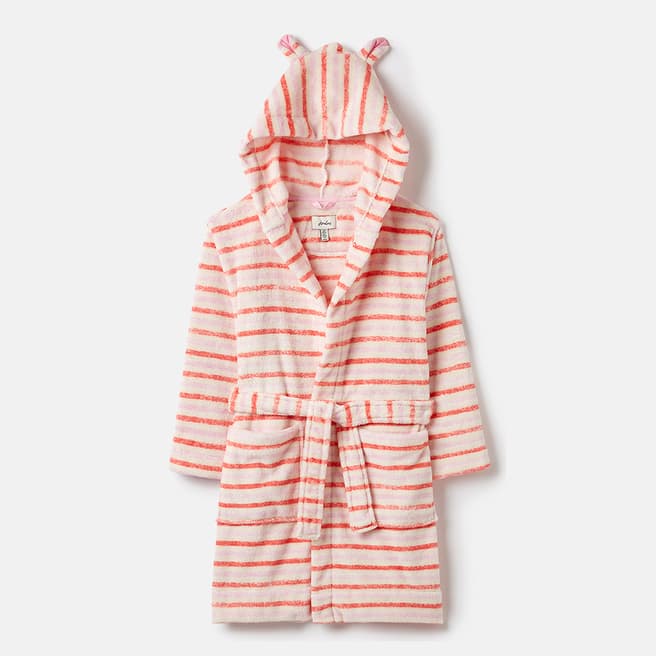 Joules Pink Stripe Teddy Dressing Gown