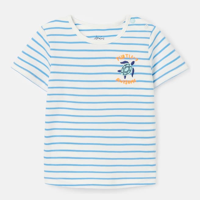 Joules Blue Multi Stripe Cotton T-Shirt