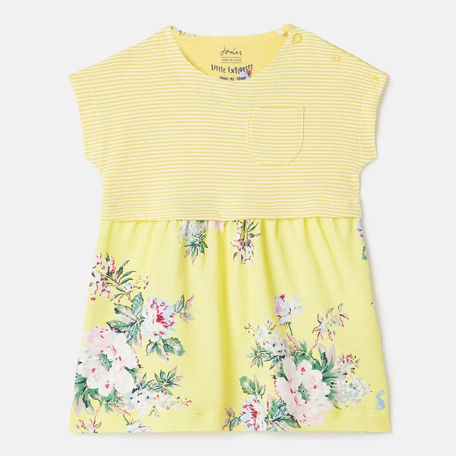 Joules Yellow Cotton Floral Dress