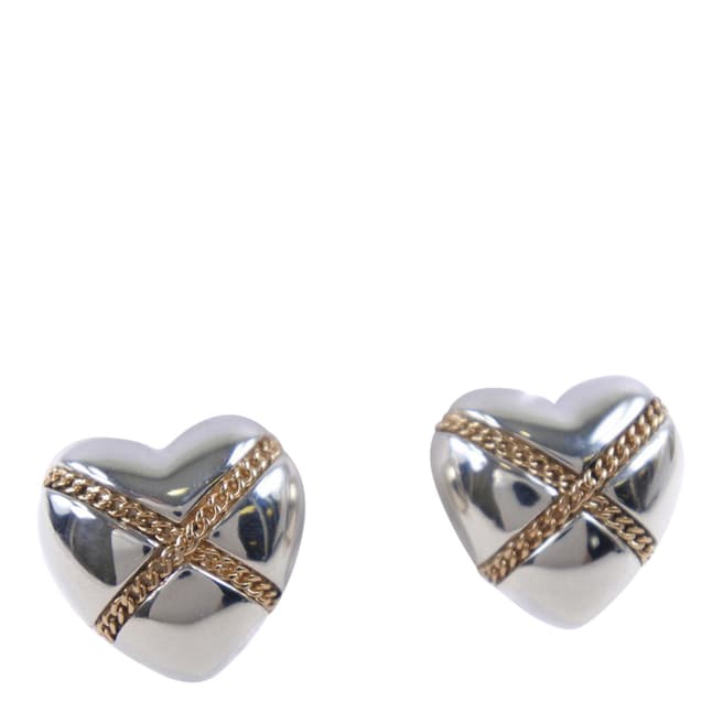 Vintage Tiffany & Co Silver Gold Heart Stud Earrings