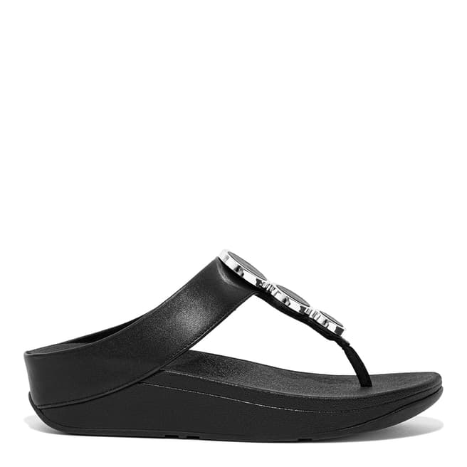 FitFlop Black Halo Leather Toe Post Sandal 