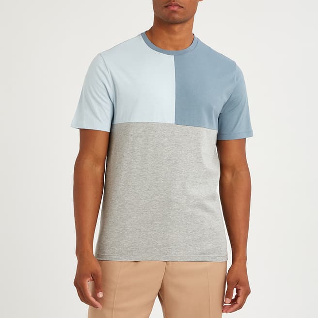 Reiss Blue Mills Colourblock Cotton T-Shirt
