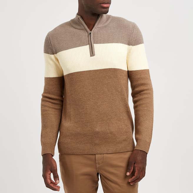 Reiss Camel Anderson Chunky Wool Blend Jumper