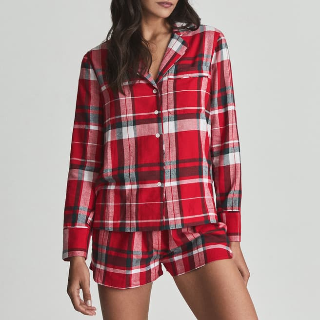 Reiss Red Check Holly Cotton Blend Set
