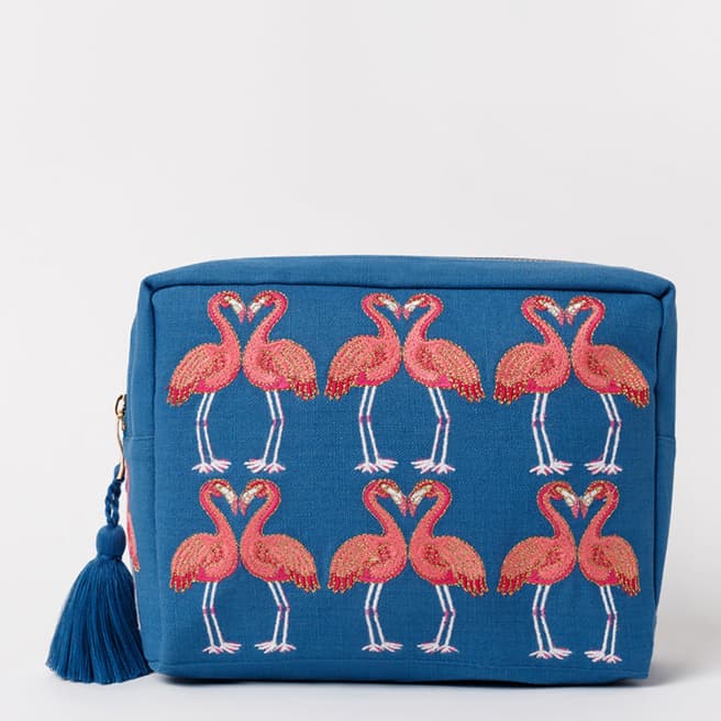 Elizabeth Scarlett Bright Cobalt Flamingo Wash Bag