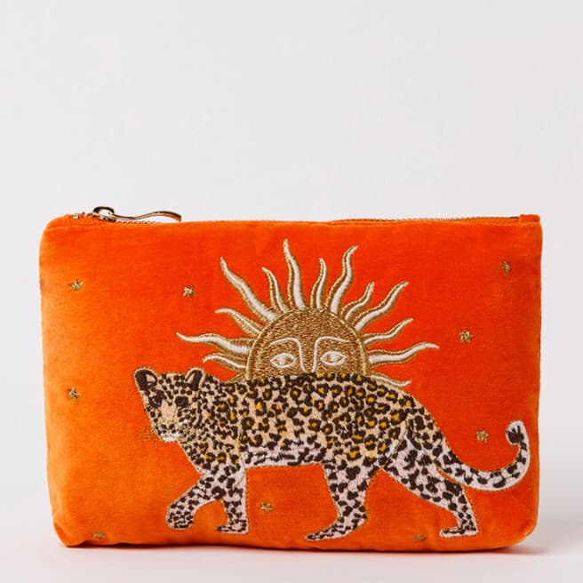Elizabeth Scarlett Orange Popsicle Leopard Makeup Bag
