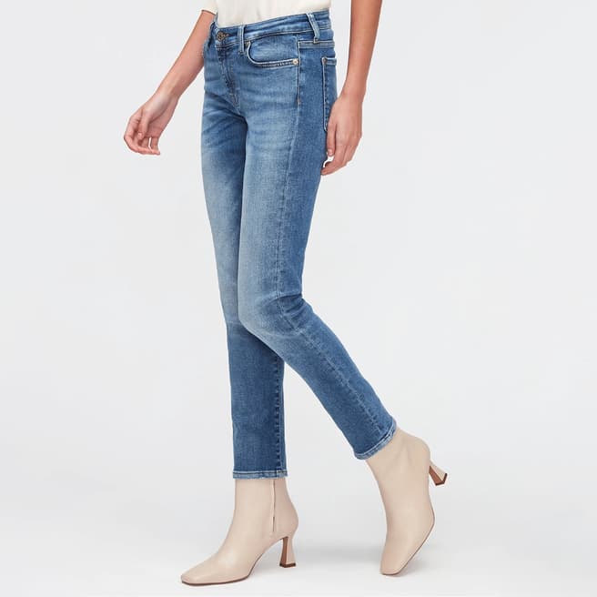 7 For All Mankind Blue Pyper Crop Stretch Jeans