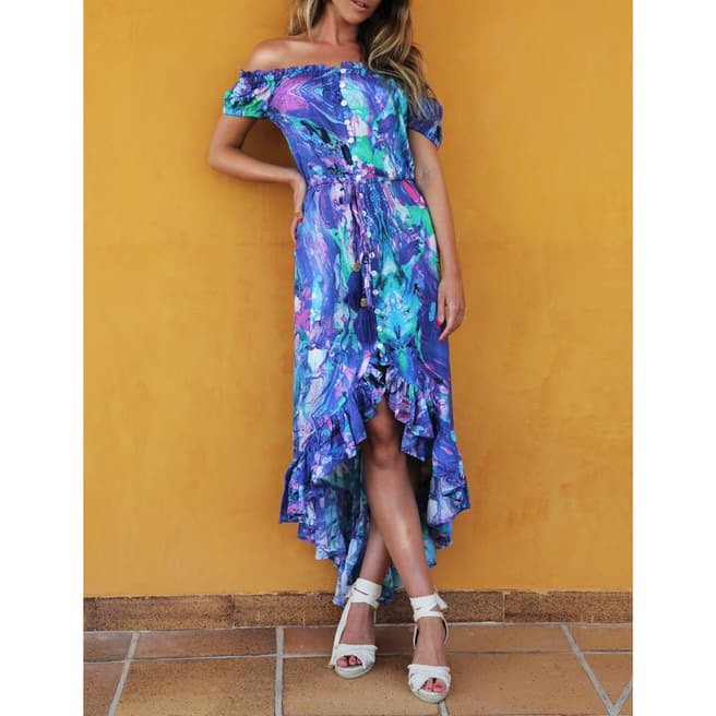 Sophia Alexia Ocean Current Barbados Bardot Dress