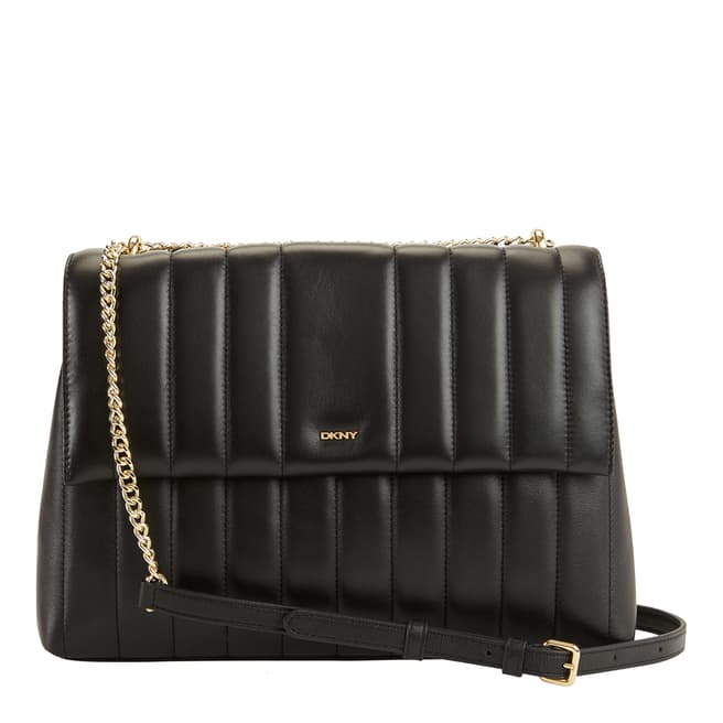 DKNY Black Gold Seva Large Flap Shoulder Bag