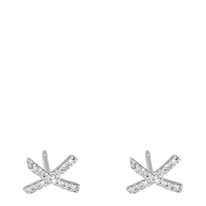 MUSE Silver Diamond Embellished Cross Stud Earrings