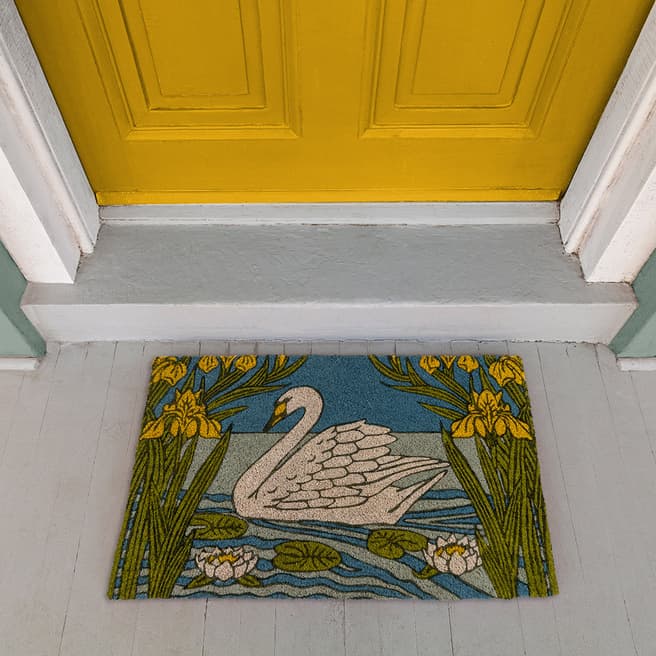 V&A Victoria and Albert Museum Swan and Iris Large Coir Doormat