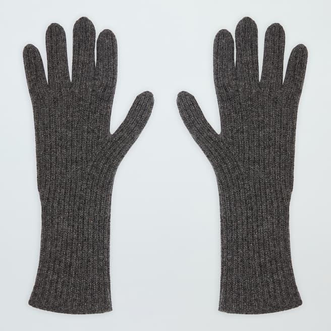 Scott & Scott London Men's Charcoal Cashmere Ribbed Gloves