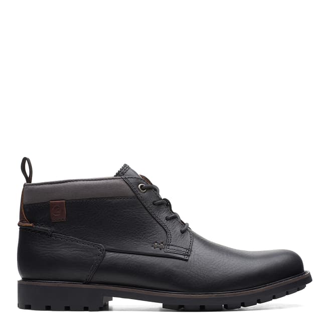 Clarks Black Leather Bowzer Mid Boots
