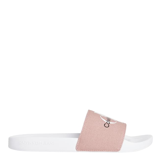 Calvin Klein Pink Monogram Cotton Blend Logo Sliders