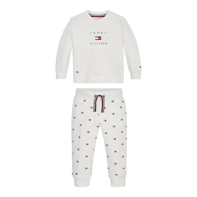 Tommy Hilfiger Baby's White Two Piece Crewsuit Set