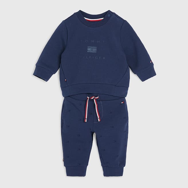 Tommy Hilfiger Baby's Navy Two Piece Crewsuit Set