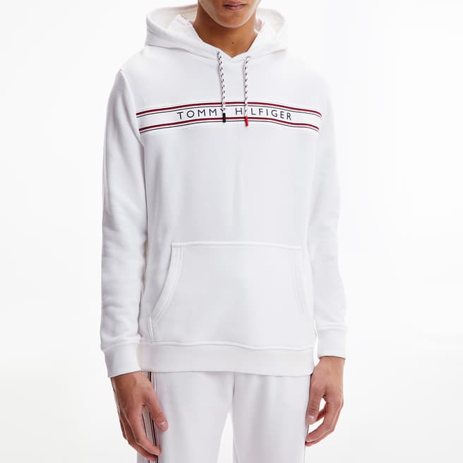 Tommy Hilfiger White Signature Tape Hoodie