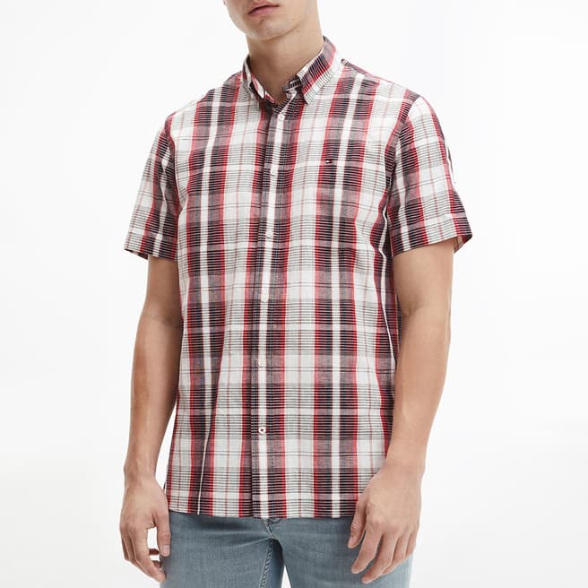 Tommy Hilfiger Red Checked Cotton Blend Shirt