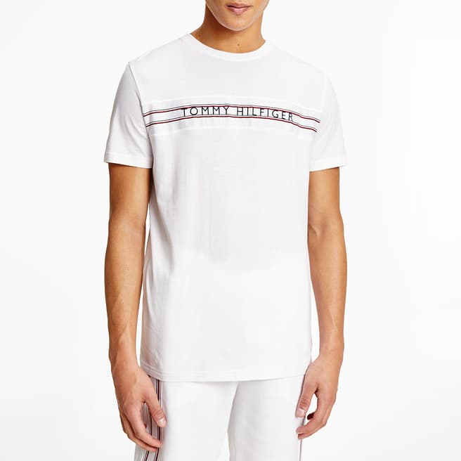 Tommy Hilfiger White Signature Tape Logo T-Shirt