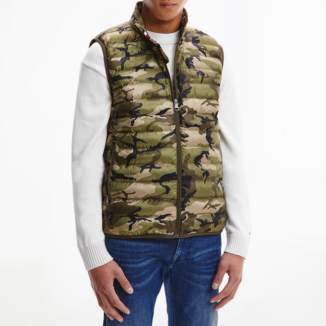 Tommy Hilfiger Green Camo Quilted Packable Gilet