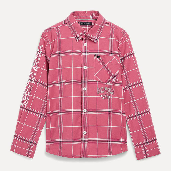 Tommy Hilfiger Older Boy's Red Check Stretch Oxford Shirt
