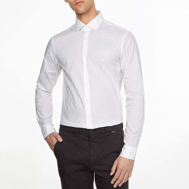 Calvin Klein White Slim Poplin Cotton Shirt