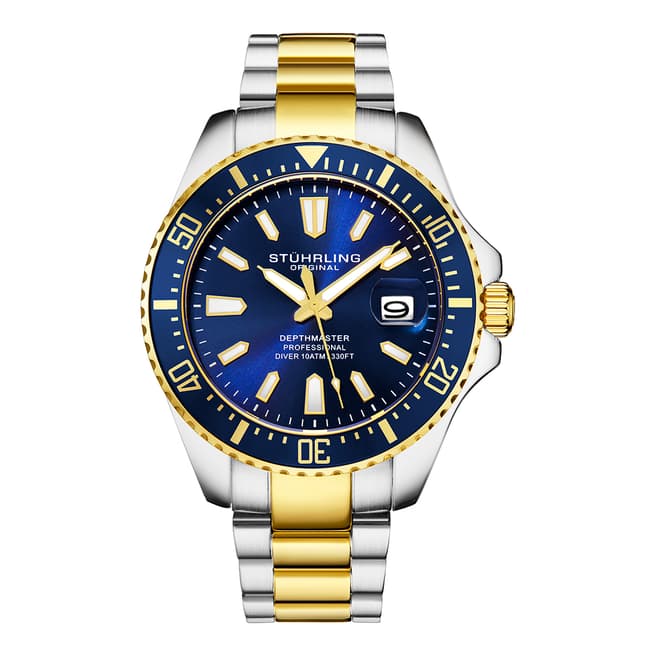 Stuhrling Men's Silver/Blue/Gold Watch