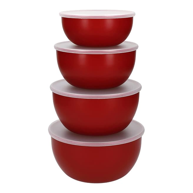 KitchenAid Set of 4 Empire Red Prep Bowls with Lids