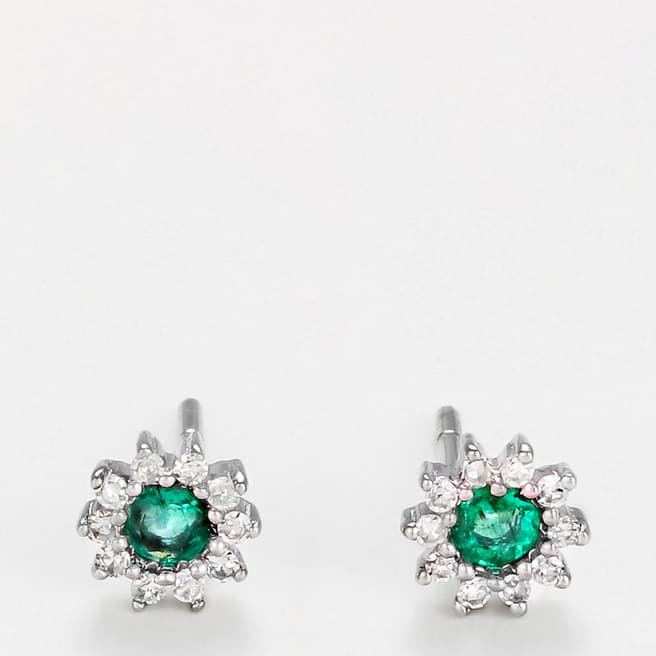 Diamantini Silver Green Diamond Earrings