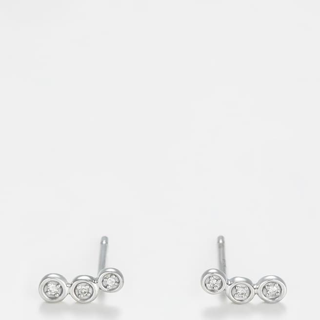 MUSE Silver Three Diamond Stone Earrings
