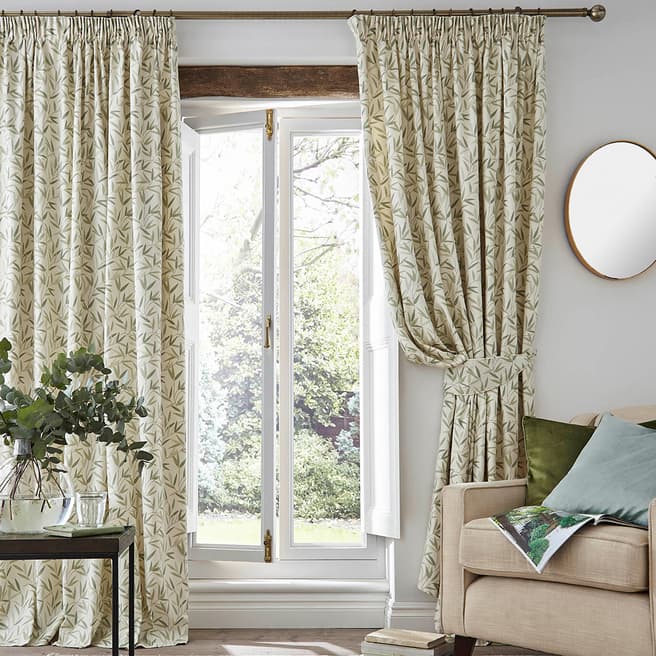 Laura Ashley Willow Leaf Hedgerow 223x229cm Curtains with Hanging Tape