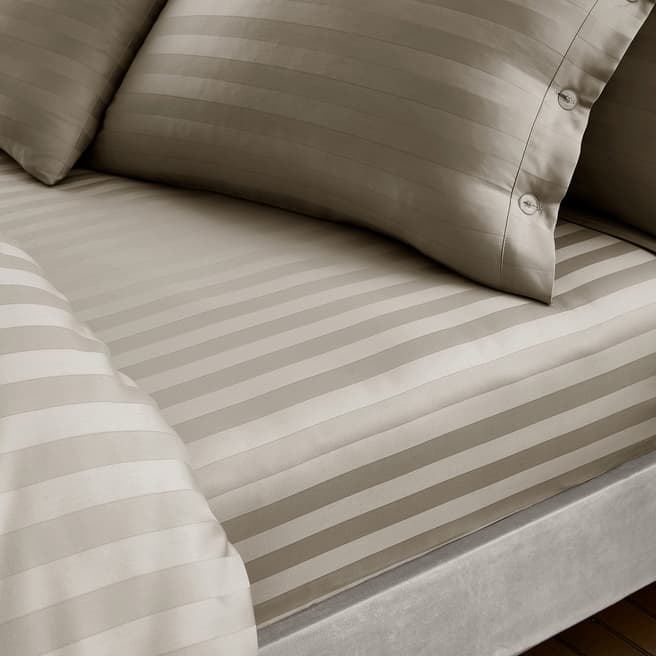 IJP 400TC Satin Stripe Single Fitted Sheet, Taupe