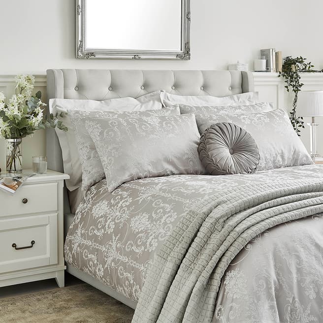 Laura Ashley Josette Jacquard King Bed Set, Grey
