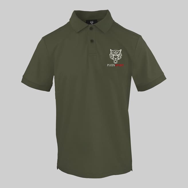 Philipp Plein Green Tiger Chest Graphic Polo Shirt