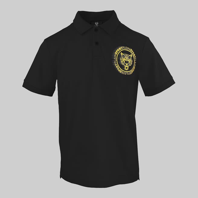 Philipp Plein Black Tiger Chest Graphic Polo Shirt