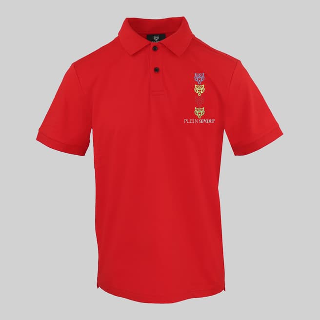 Philipp Plein Red Chest Graphic Polo Shirt