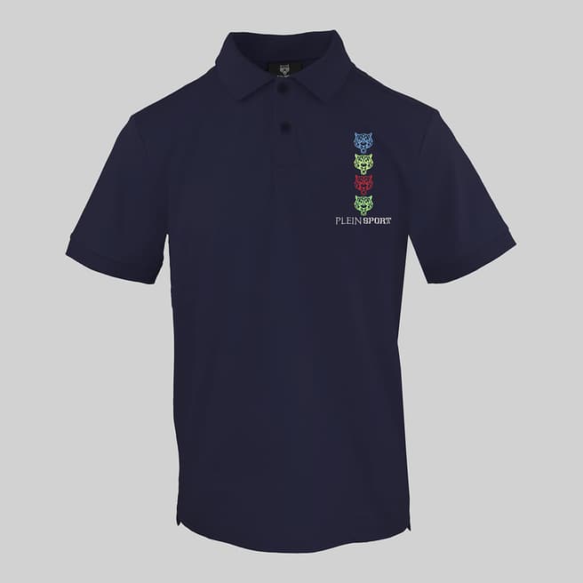 Philipp Plein Navy Chest Graphic Polo Shirt