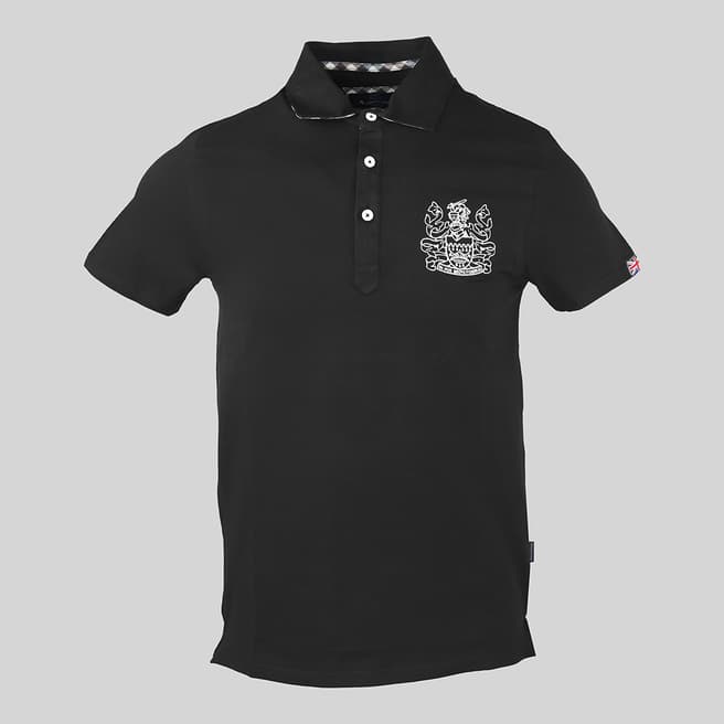 Aquascutum Black Crest Logo Cotton Polo Shirt