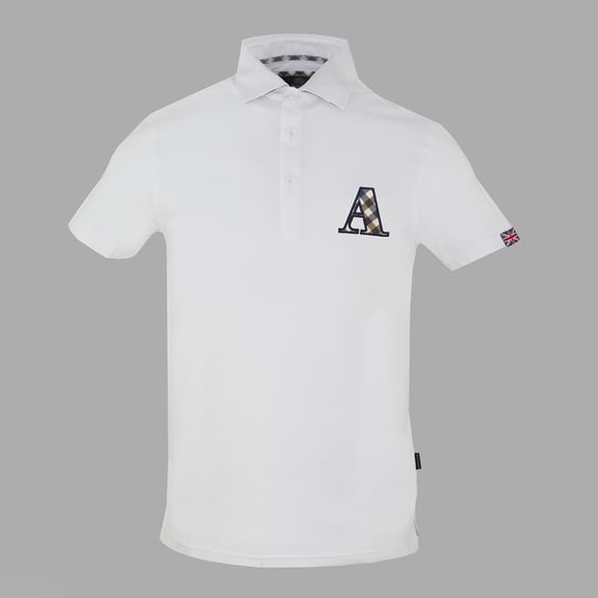 Aquascutum White A Logo Cotton Polo Shirt