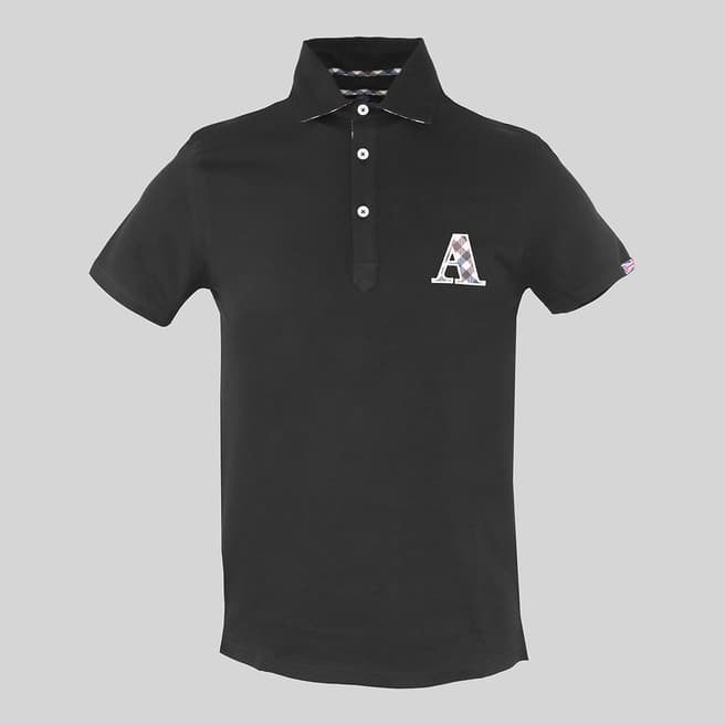 Aquascutum Black A Logo Cotton Polo Shirt