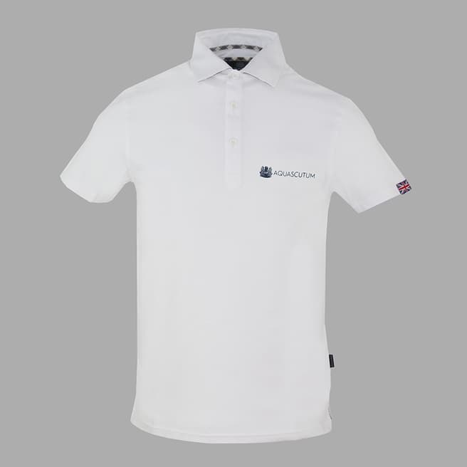 Aquascutum White Logo Cotton Polo Shirt