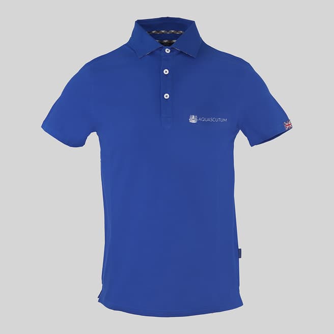 Aquascutum Blue Logo Cotton Polo Shirt